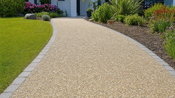 Surface en béton poli avec granulats apparents, finition terrazzo ou béton désactivé
